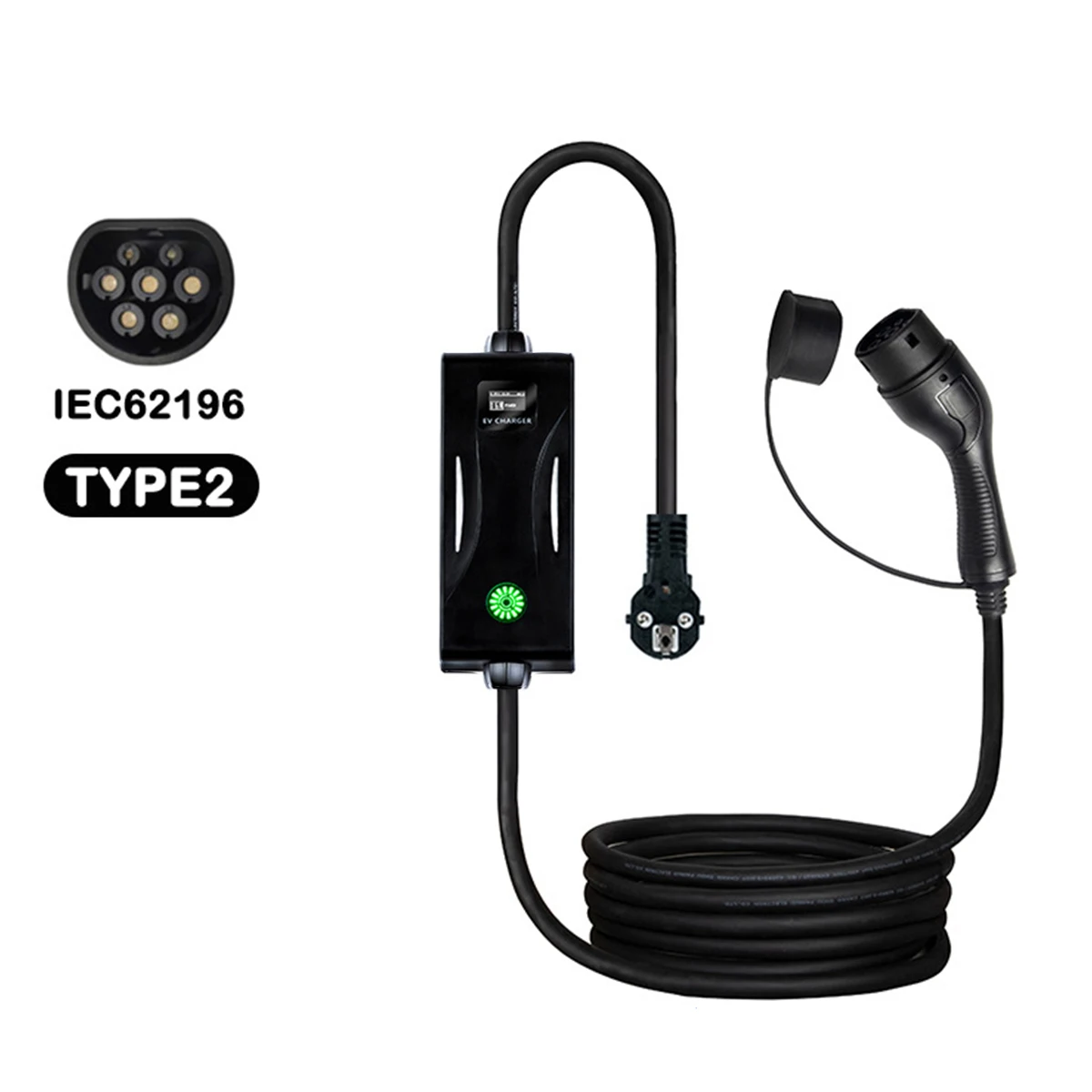 Portable EV Charger with LED Display 16FT Cord 240V 8A-32A Adjustable Current Level 1&2 Plug & Play Car Charging Stations