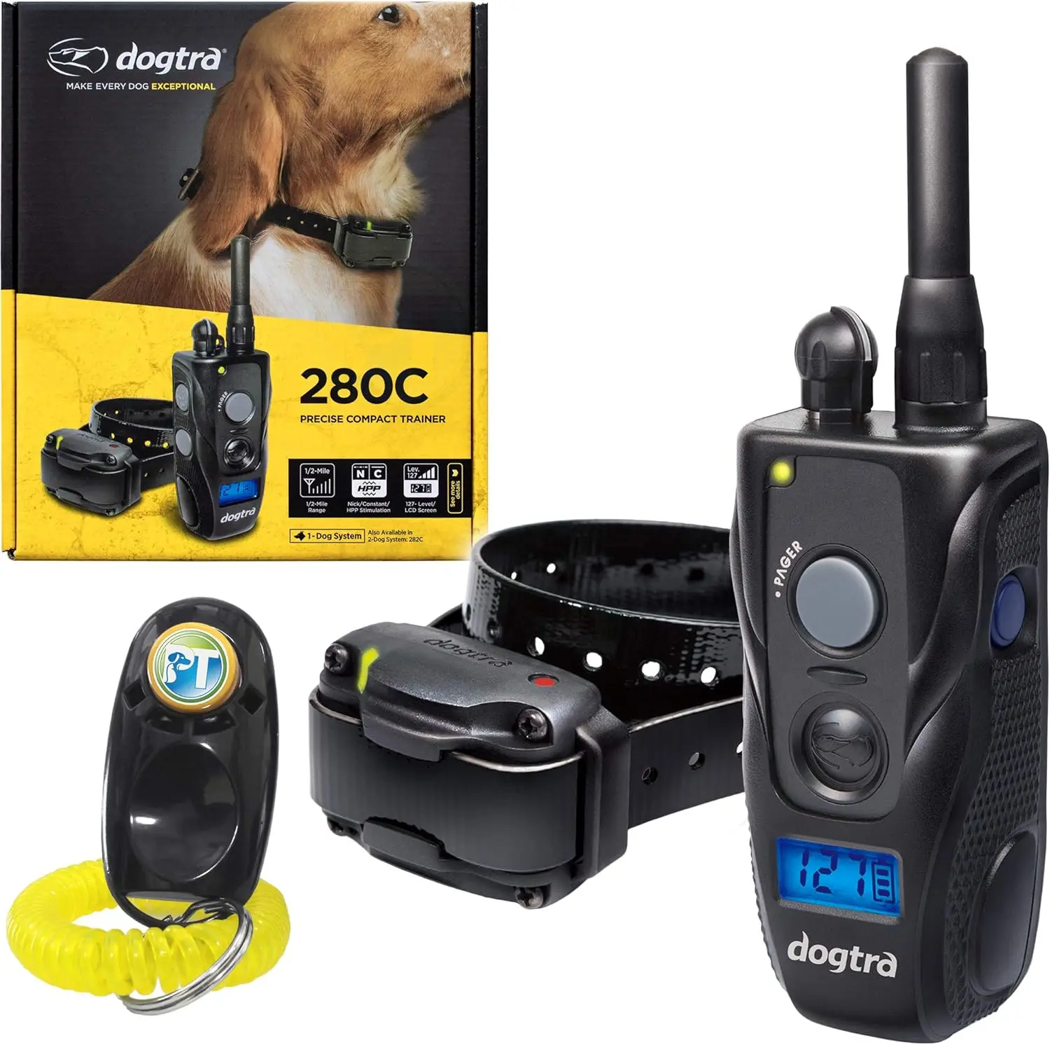 

Remote Training E-Collar - 1/2 Mile Range - 127 Static Stimulation Levels, Vibration