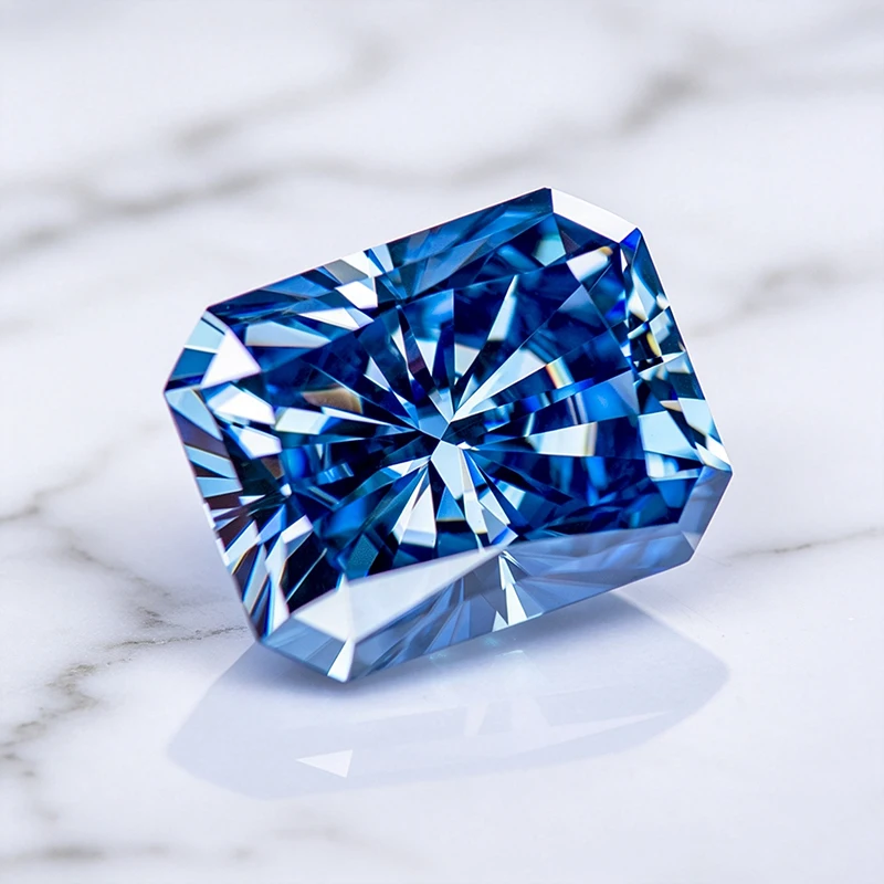 Moissanit-Stein Natürlicher Königsblauer Radiant-Schliff Edelstein für DIY-Anhänger Schmuckherstellung Besteht Diamanttester mit Zertifikat – Detail 4