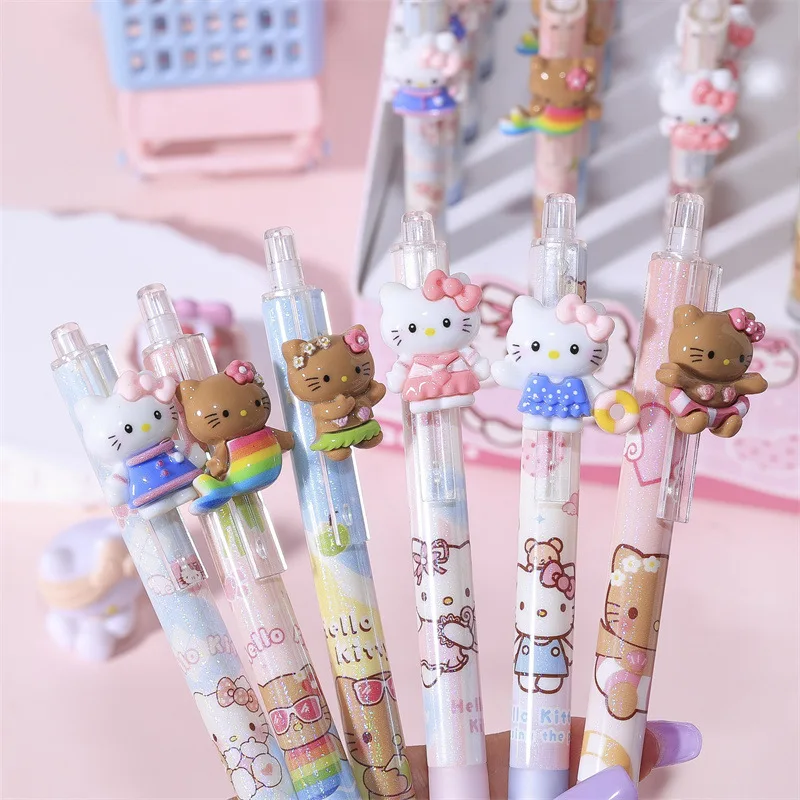 Imagem -02 - Sanrio Kitty Lápis Mecânico Kawaii Bonito 0.5 mm Escrita Caneta Automática Escola Material de Escritório 36 Pcs Lot