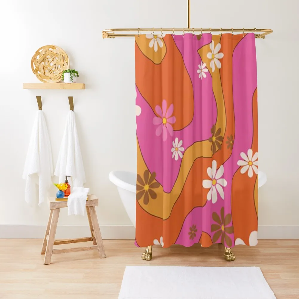 

Groovy 60's and 70's Flower Power Pattern Shower Curtain Funny Shower Bathroom Showers Bathroom Shower Curtain