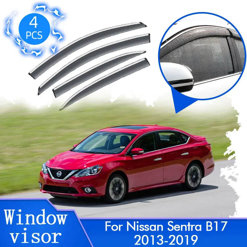 For Nissan Sentra Sylphy Pulsar B17 2013~2019 Sun Windows Visor Awning Trim Wind Shield Deflectors Guard Protector Accessorie