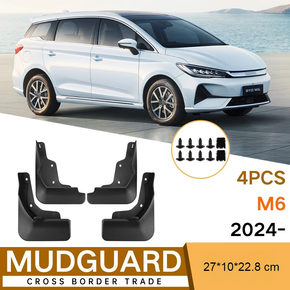 

4pcs Car Mudguard Fit For Byd M6 2024 Car Accessories Waterproof Mudguard Front Rear Fender Splash Guard Fit For M6 Fender