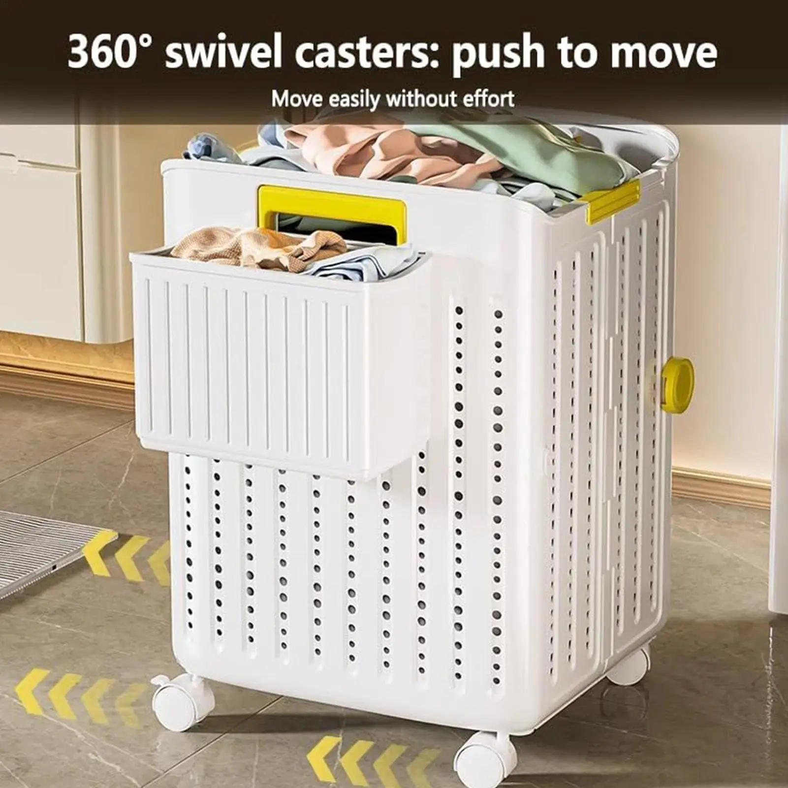 

Foldable Laundry Basket Rolling Laundry Hamper With Wheels Portable Clothing Organizer Storage Bin For Room Bedroom College