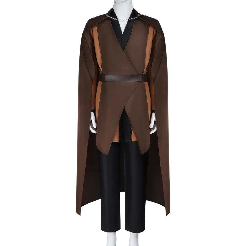Conde Dooku Cosplay marrón oscuro Coak uniforme cinturón disfraz hombres bata cinturón trajes Halloween carnaval fiesta traje para hombre adulto