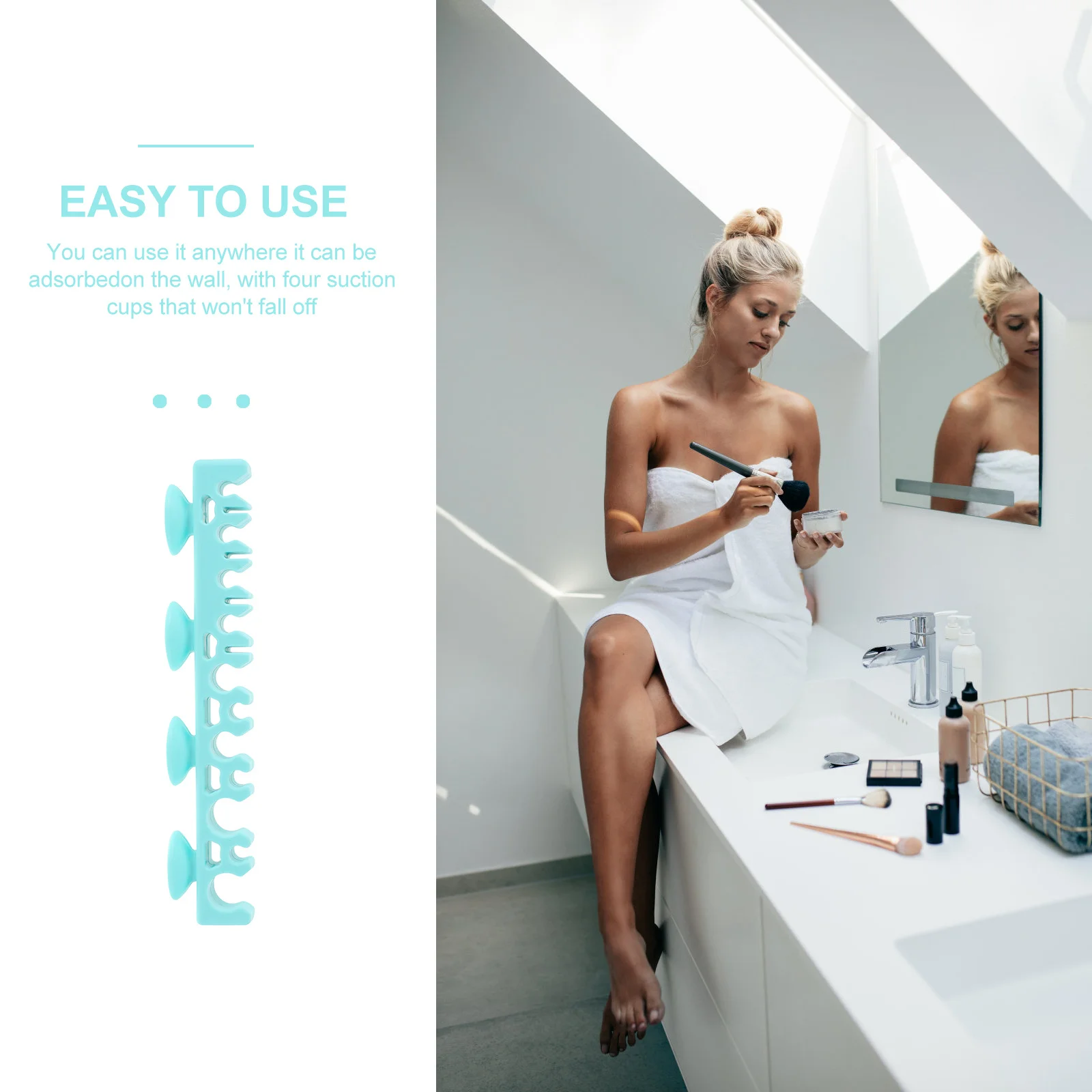 

1Pcs Makeup Brush Silicone Drying Rack Suction Cup Multi-Slot Organizer Compact Brush Storage Holder Shelf