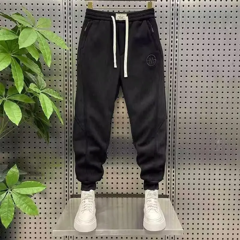 Elastic Waist Casual Pants Men's Fashion Fleece Thick Baggy Tapered Cuffs Joggers Trousers Baggy Sweatpants Gym Jogger Trousers