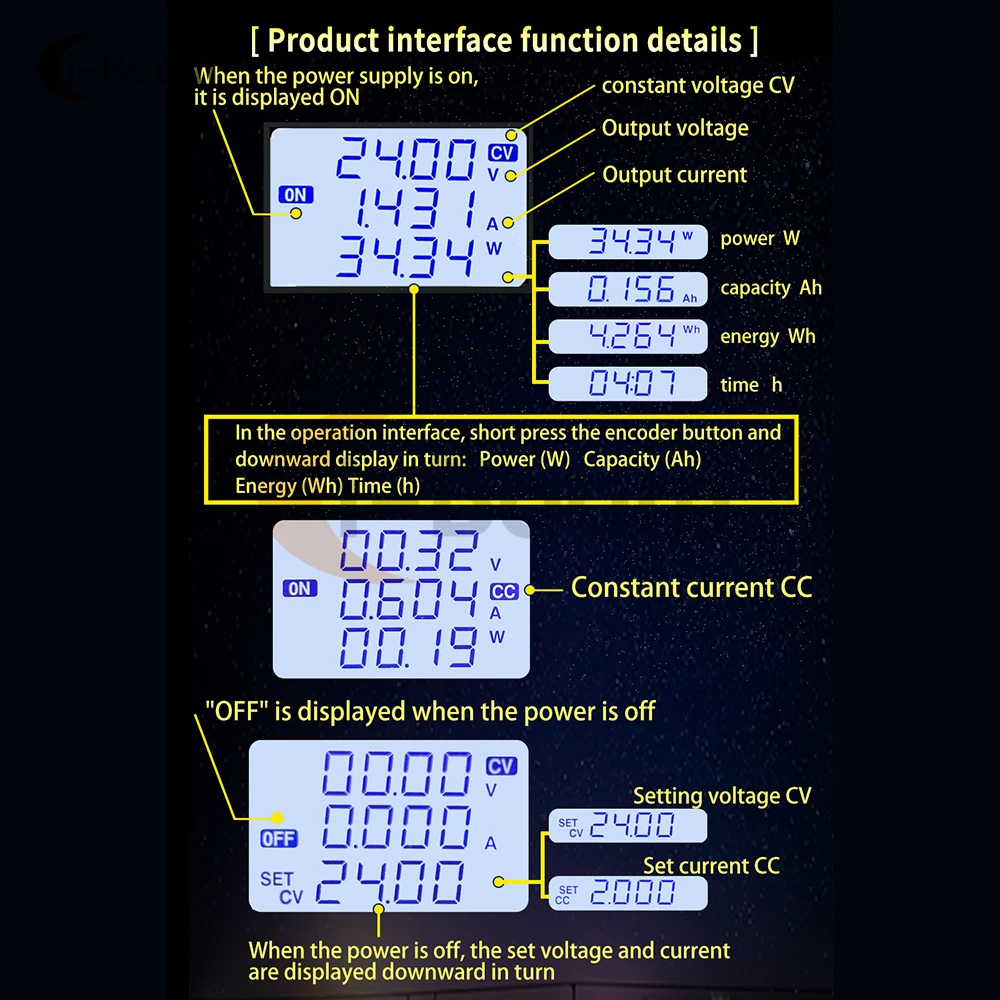 XY5005E 250W Adjustable DC Voltage Regulator Power Supply Buck Module High Efficiency Constant Voltage LED Digital Display