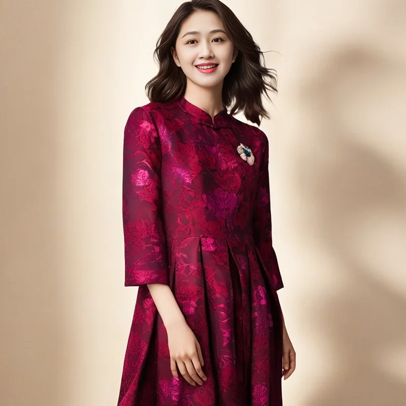 

Luna New Year High CLass Chinese Mother Lady Dress Qipao