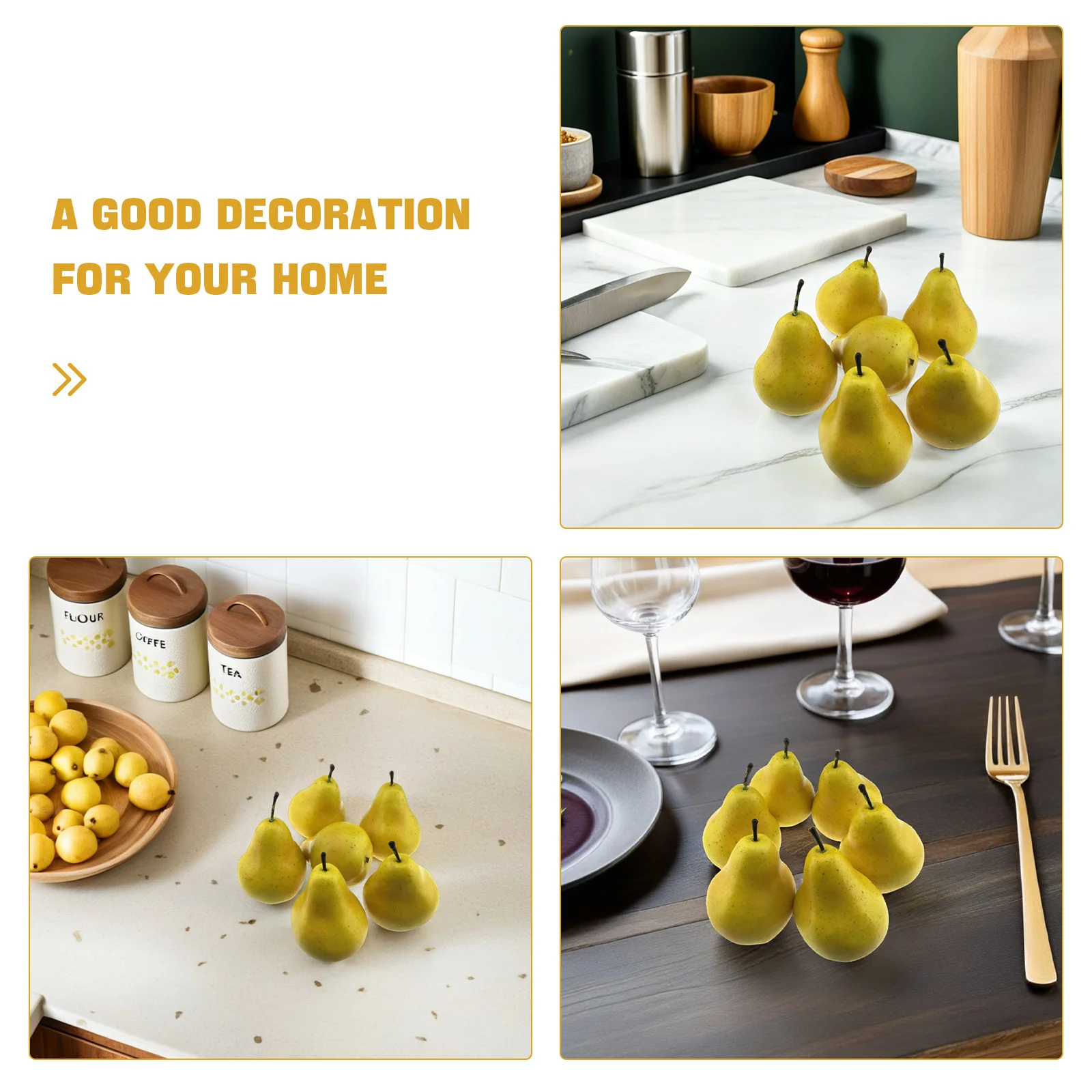 6 قطع من حلي الكمثرى المزيفة، ديكور واقعي لمحاكاة الكمثرى للمنزل ورياض الأطفال والفصول الدراسية، دعائم تزيين للصور #3