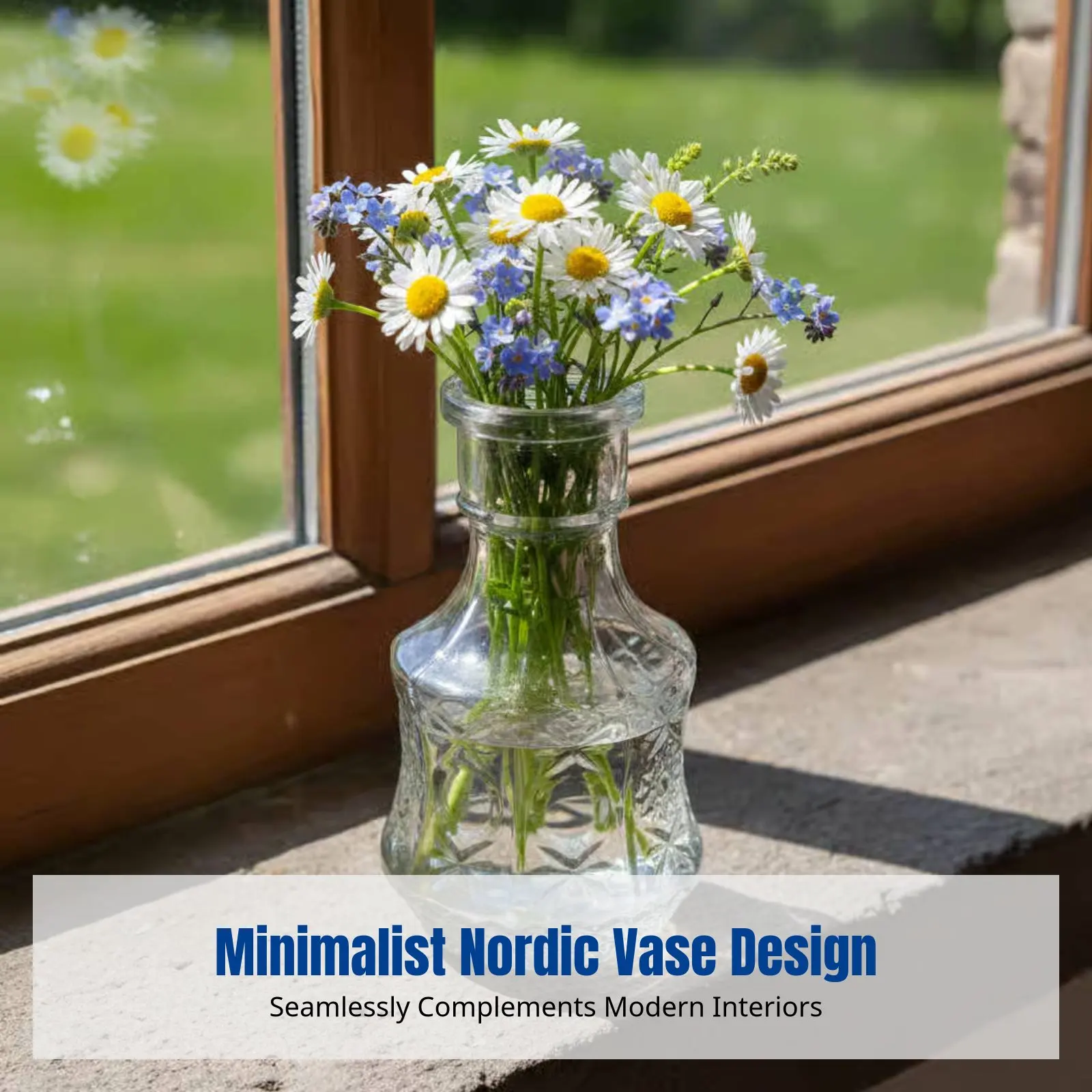 

Nordic Glass Vase, Mini Flower Holder, Modern Home Decor, Transparent, Water-Grown Flowers, Elegant Decoration
