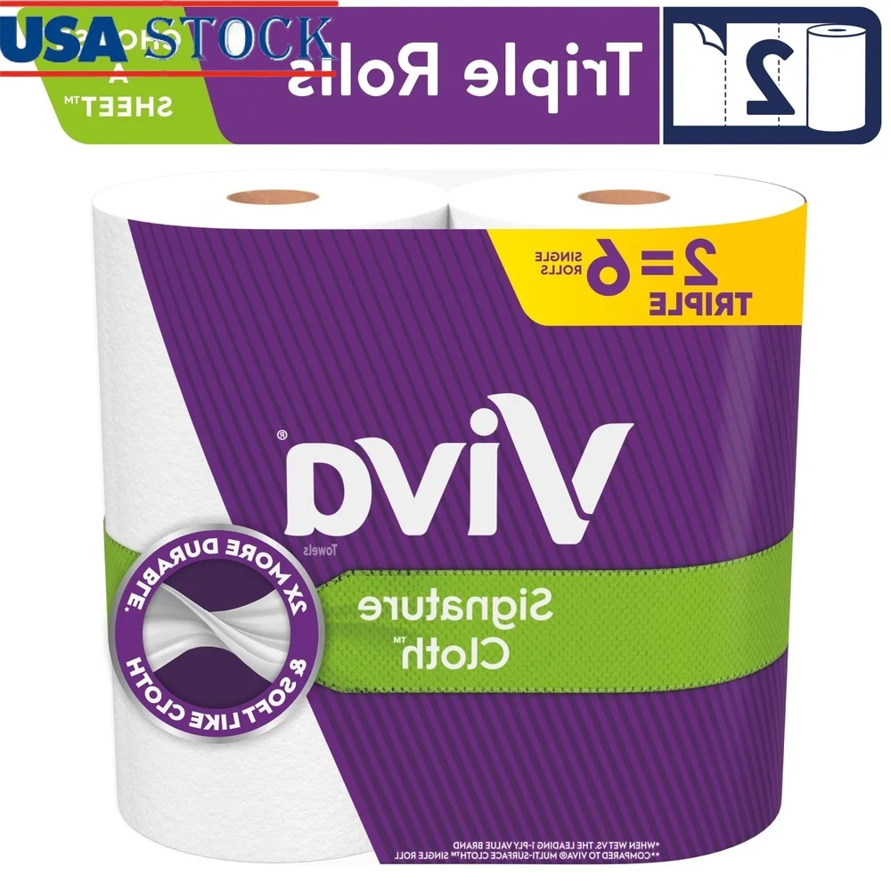 

Soft Durable Paper Towels Triple Rolls Cloth Like Cleans Kitchen Bath Hands Faces 2x Stronger Rinse Reuse Perforated FSC