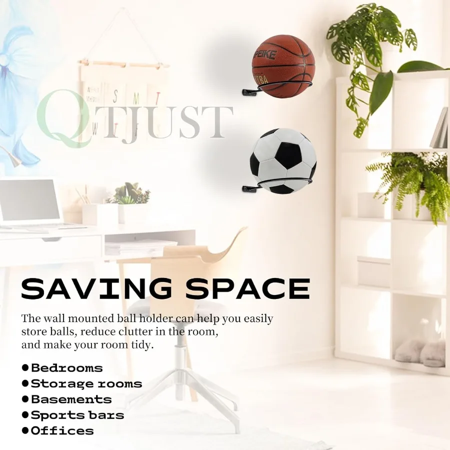 Настенный дисплей для хранения мячей, универсальная стойка для мячей, металлическая черная стойка, держатель, экономия места для баскетбола, футбола, волейбола So