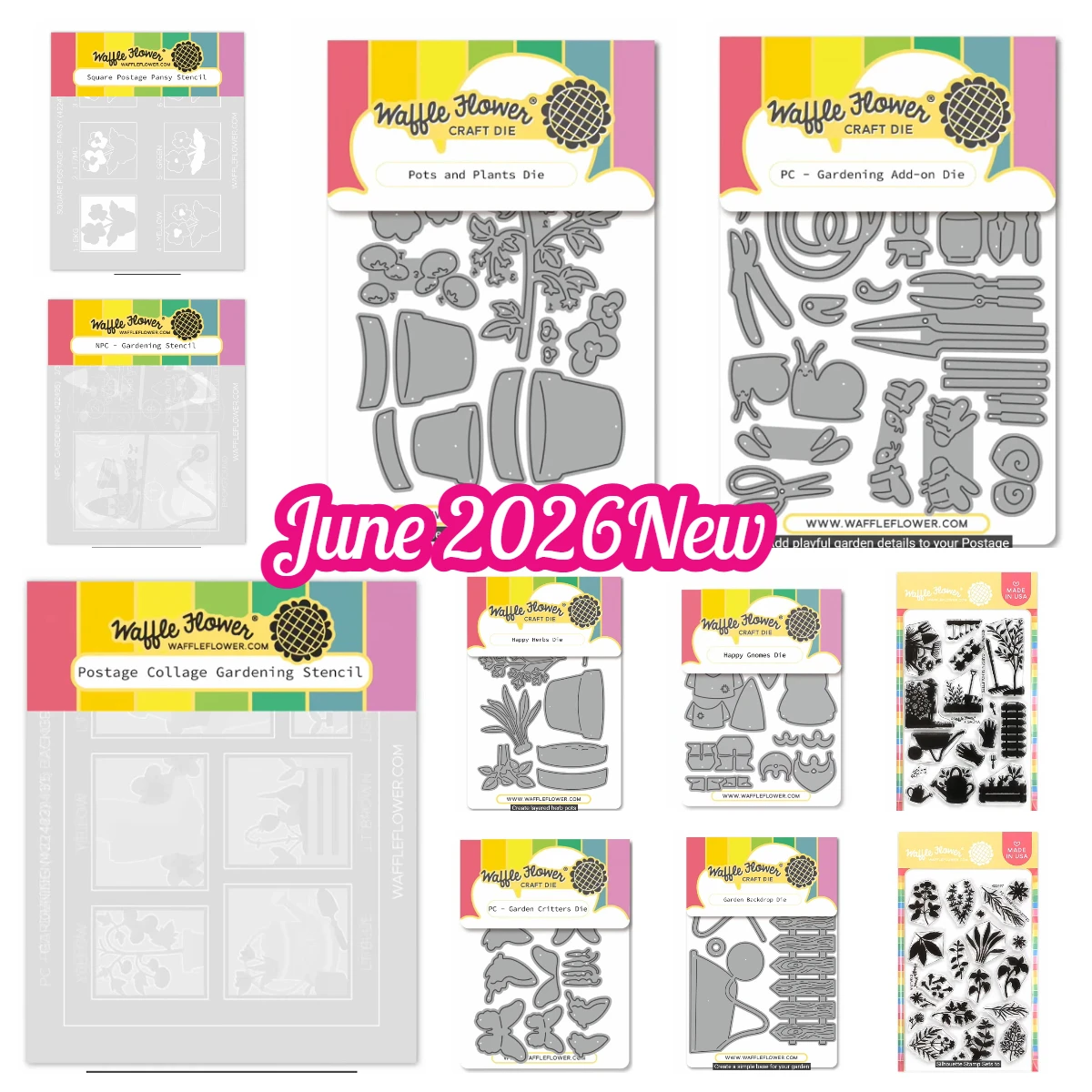 

June 2026 Square Postage Pansy Stencil Metal Cutting Dies Gardening Add-On Die Cuts Stamps DIY Scrapbooking Embossing Decor Mold