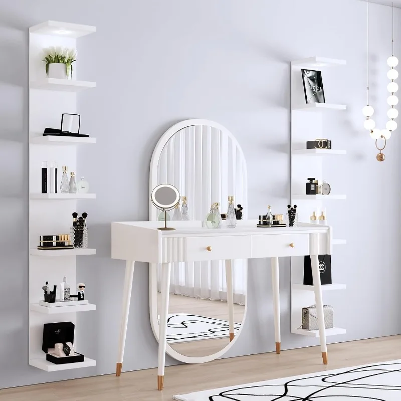 Versatile 7 Tier Wall Shelf Unit,White Lack Wall Shelf,Display Floating Shelf with LED Remote Control Light image 2