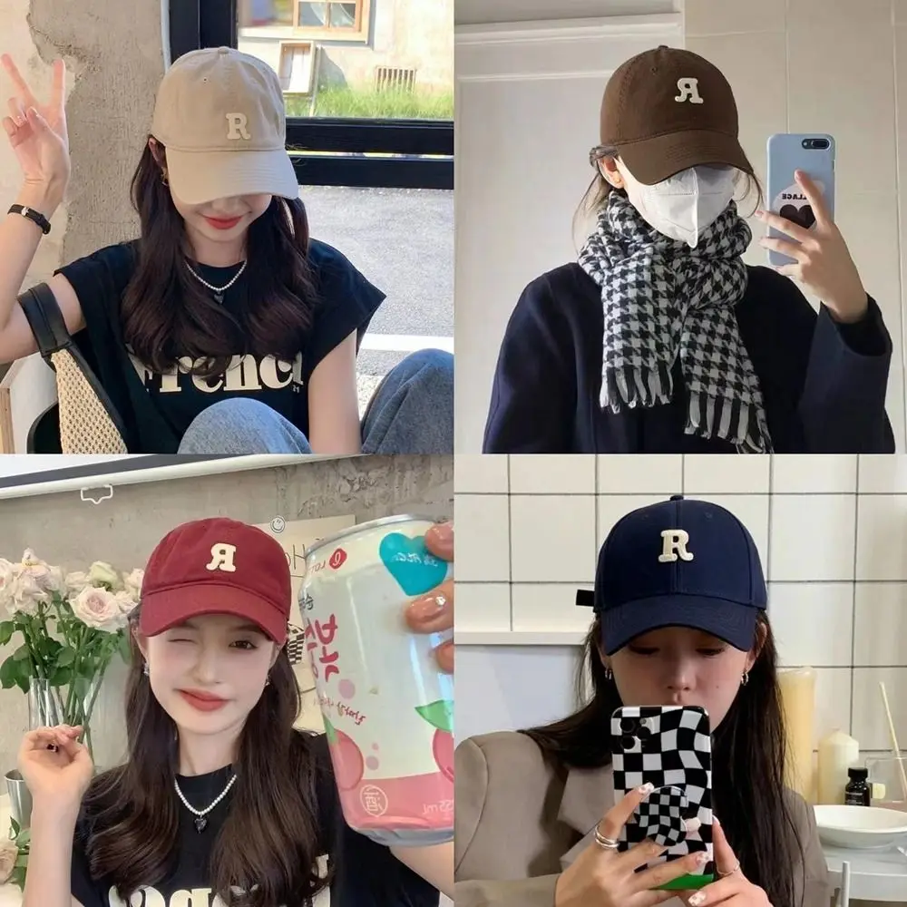 

Embroidered Embroidery Baseball Cap Retro Letter R Letter Baseball Hat Peaked Cap Sunscreen Hat Sun Hat Cycling