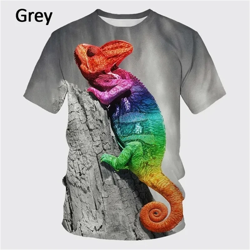 Funny Chameleon T-Shirts Animals Lizard Children's T-Shirt Boy Tops Girls Clothes 7 To 8 Years T-Shirt Tops Tees Baby Clothing