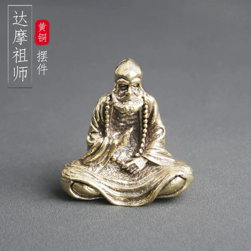 

Solid brass Bodhidharma founder desktop ornaments bronze statues crafts decorations wenwan old.