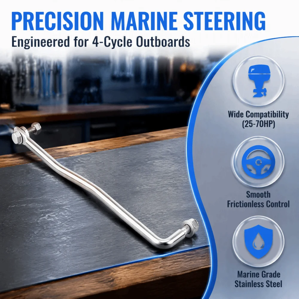 Stainless Steel Steering Rod Link 307mm Silver Steering Connecting Arm Matching Bolts Washers Steering Arm Replacement