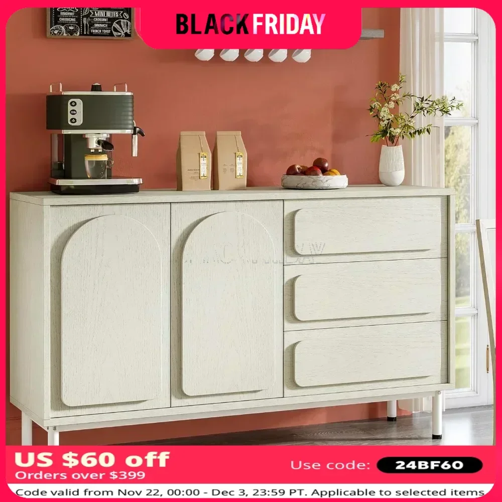 Sideboard Buffet Cabinet with Storage & Drawers, Kitchen Room 51-Inch Modern 2-Door Buffet Cabinet