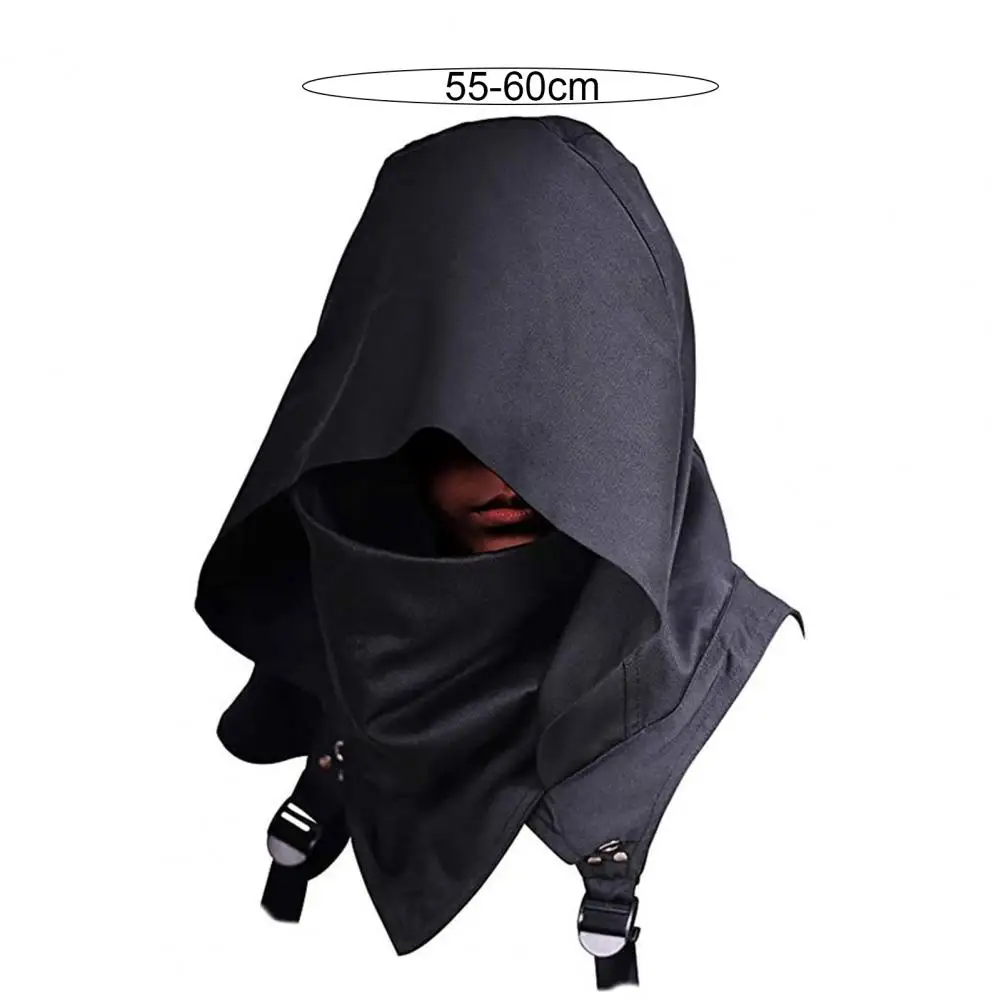 Cyberpunk Cowl Hood Sjaal Korte Middeleeuwse Cape Assassin Hoed Pagan Kostuum Accessoire WarriorCloak Outfit Voor Halloween Cosplay