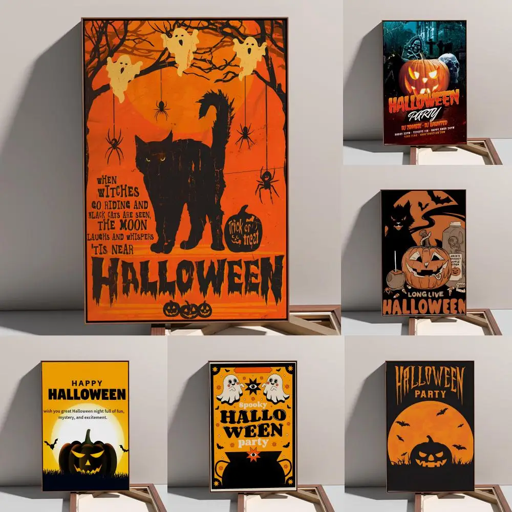 

Poster Prints Oil Painting Mural Living Room Home Decoration Party Evening Cover pretty h-halloween party