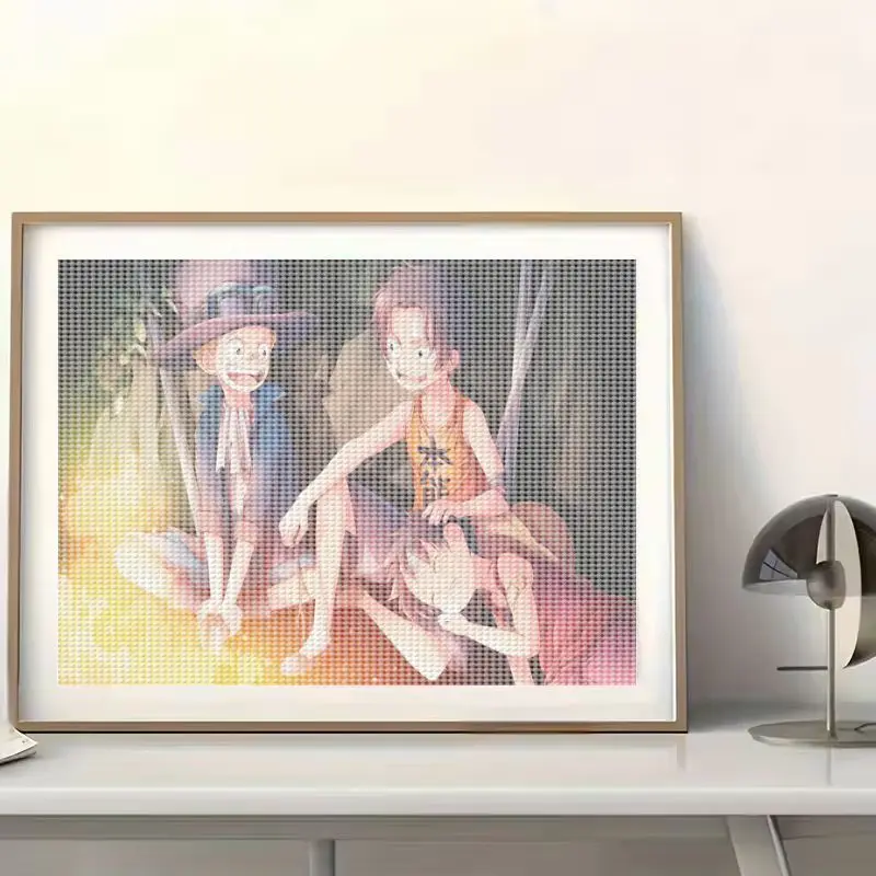 1 قطعة قطعة واحدة أنيمي سابو ايس لوفي الماس اللوحة 5D الحفر الكامل ASL Brothers المعسكر مغامرة المشهد الفن لتقوم بها بنفسك عدة ، صرخة نابضة بالحياة #3