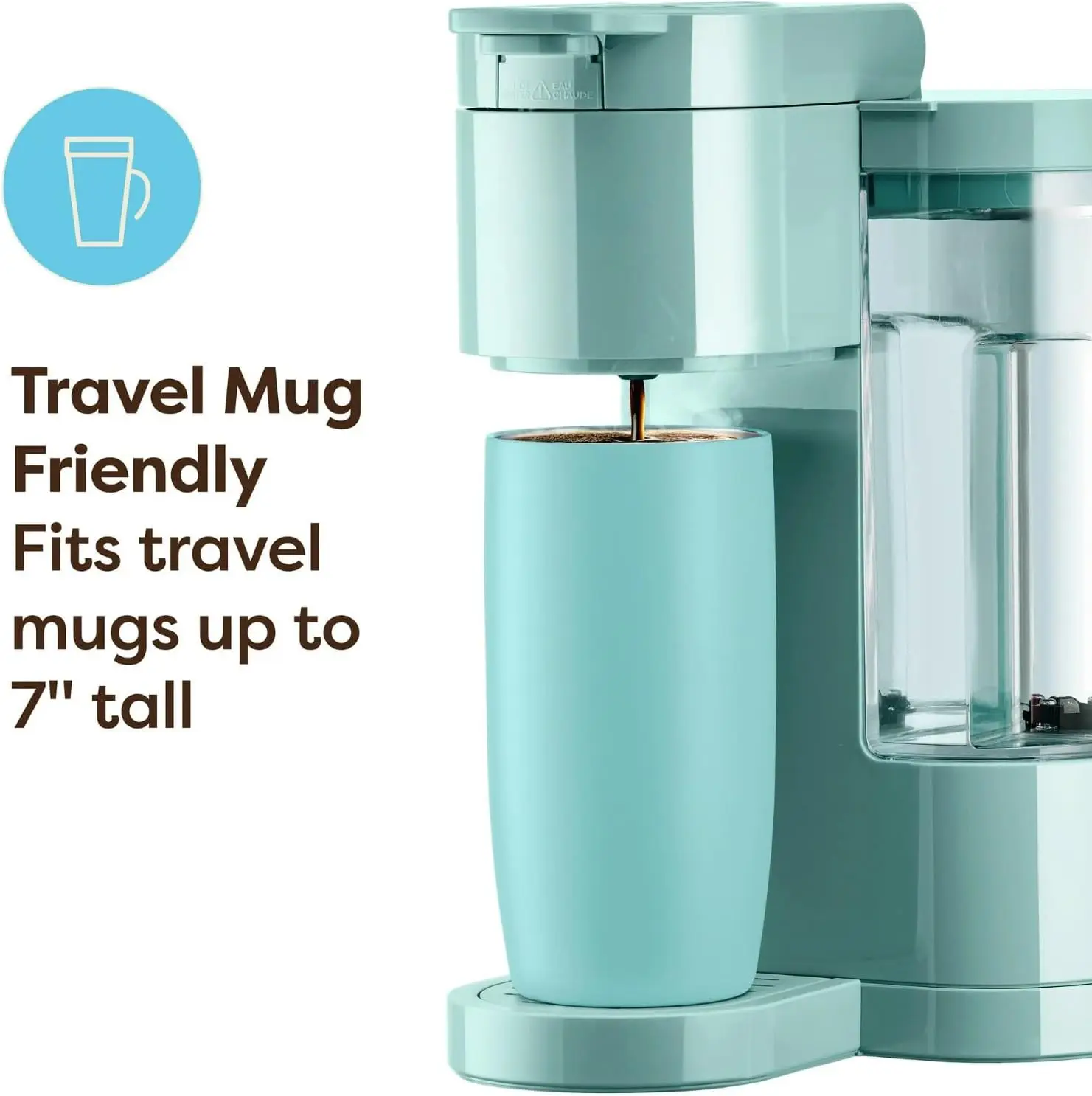 Single Serve Coffee Maker Compatible with K-Cup Pods, Compact Personal Coffee Brewer with 30oz Removable Reservoir, 3 Brew Sizes