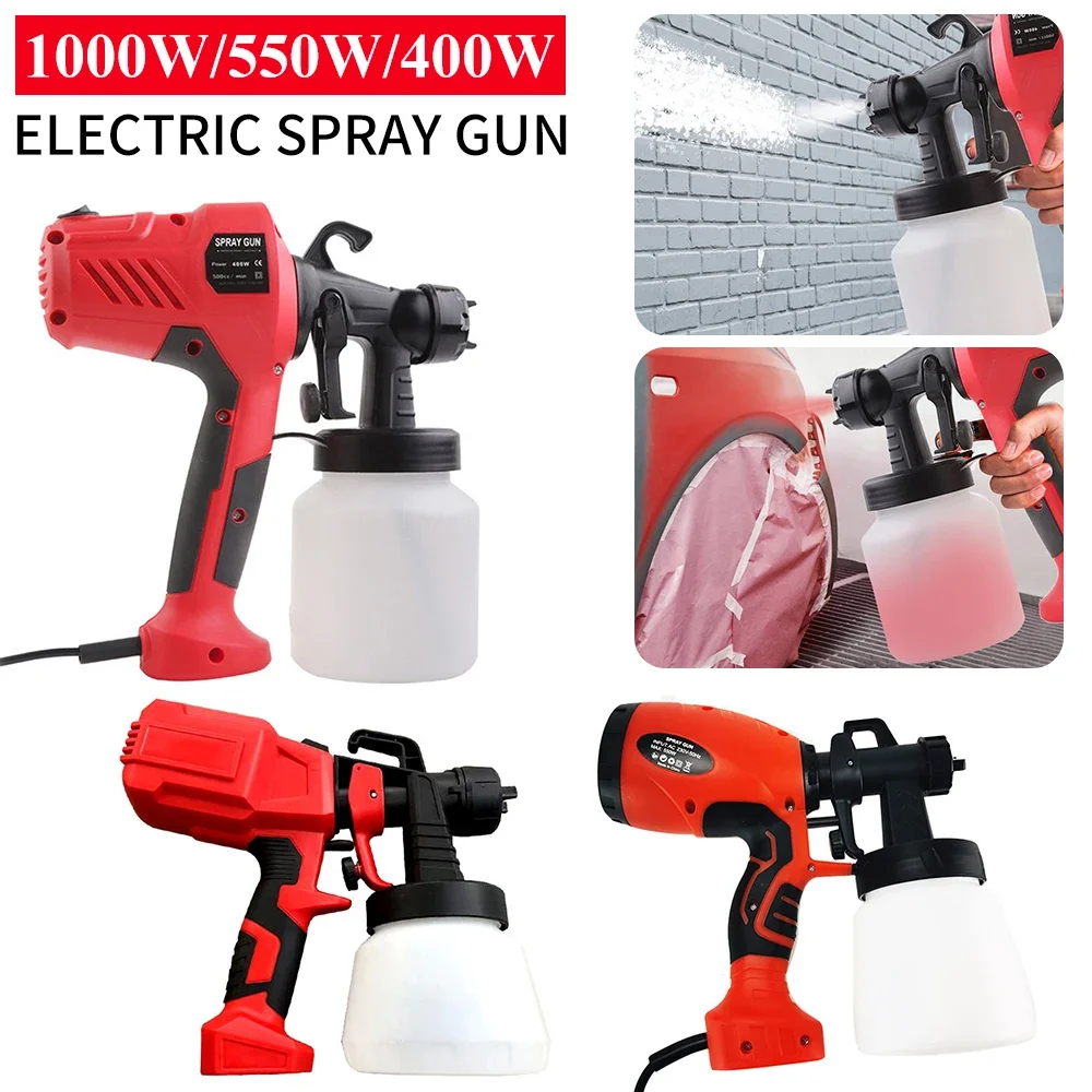 1000W/550W/400W Electric Spray Gun High Pressure Oil Sprayer EU/US Plug Paint Spray Gun with Airbrush Nozzle Wagner Tool