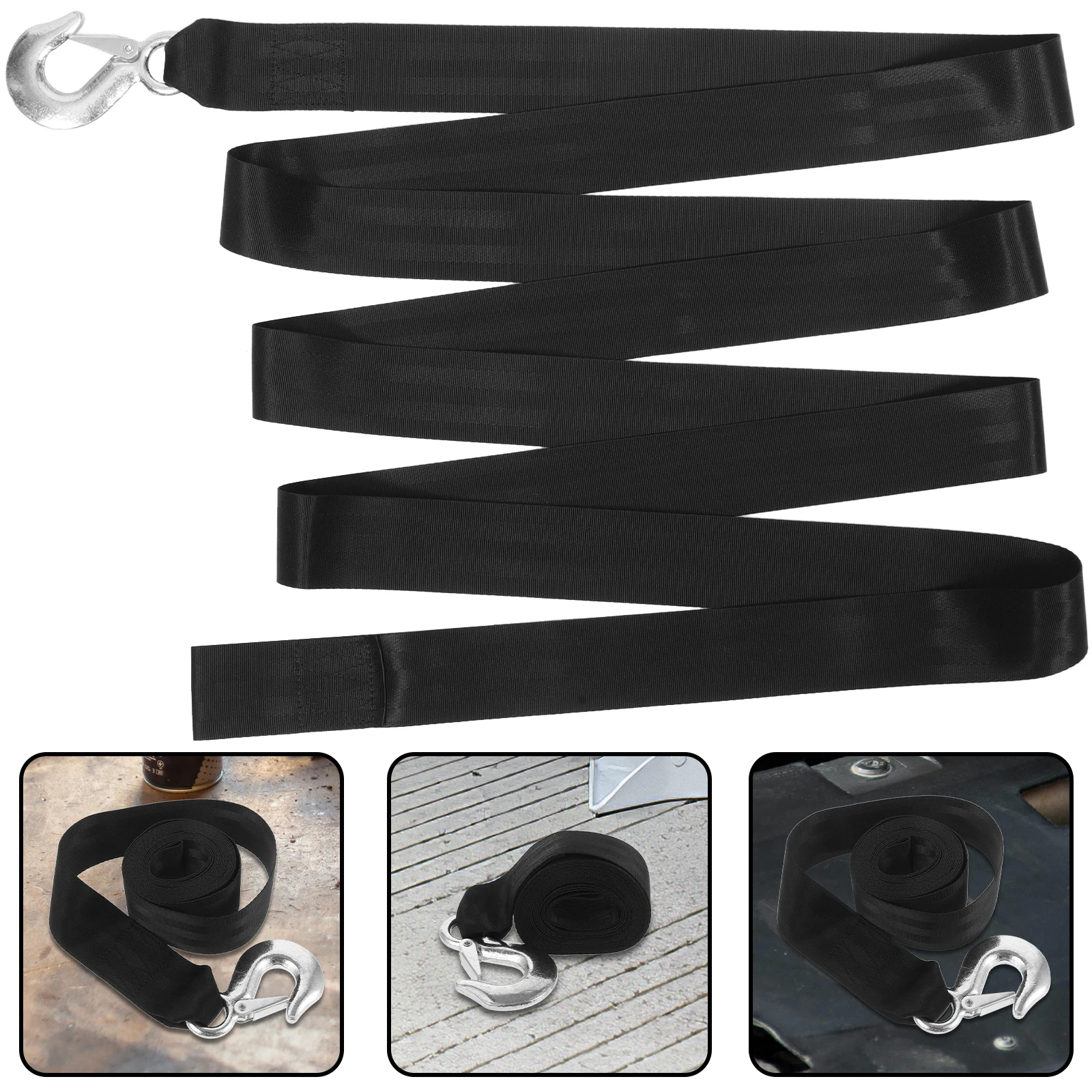 

2 Ton Black Heavy Duty Tow Rope for Vehicle Transport Car Recovery Off Trailer Winch Strap Straps Winch Ropes