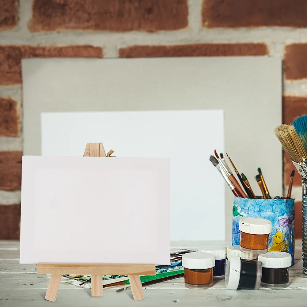 

2Sets Wood Artist Easel Canvas Set Picture Display Racks Portable Adjustable for Home Showcase Gift Birthday Wedding