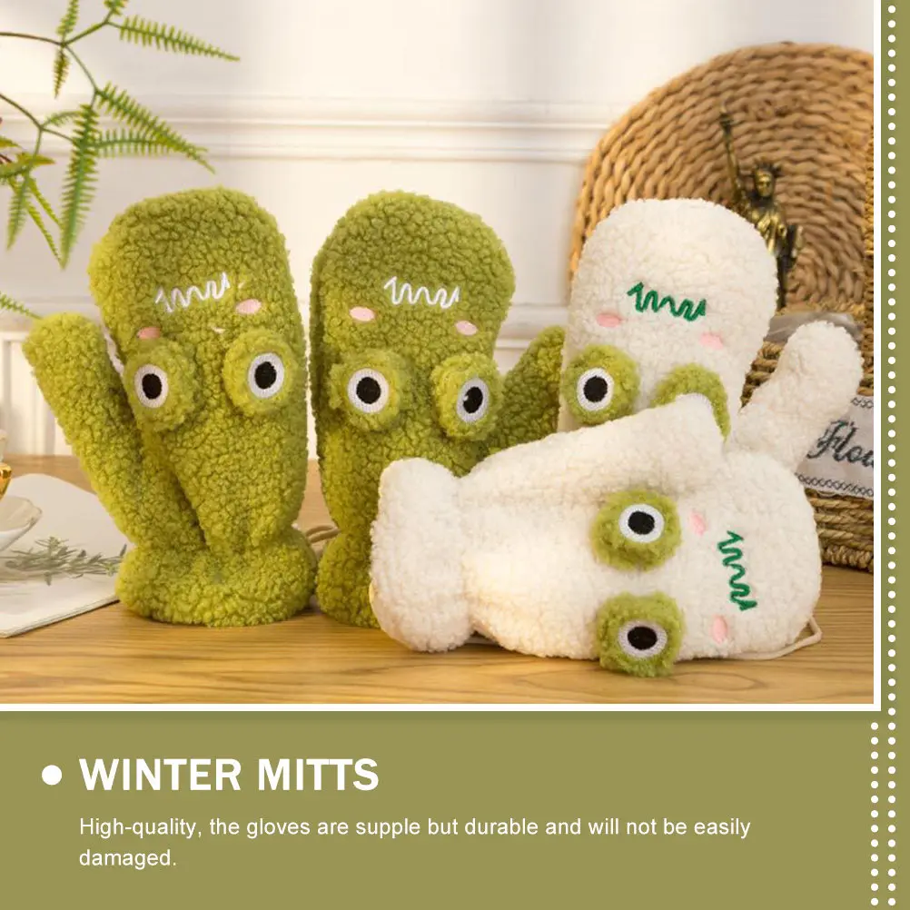 

1 Pair Gloves For Kids Winter Mitts Cartoon Warm Handwear Soft Comfortable Durable Easy Warm Gloves Clean Breathable
