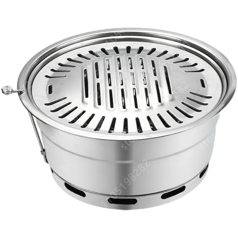 

Korean Style Charcoal BBQ Grill Round Stainless Steel Barbecue Stove for Restaurant and Home Use