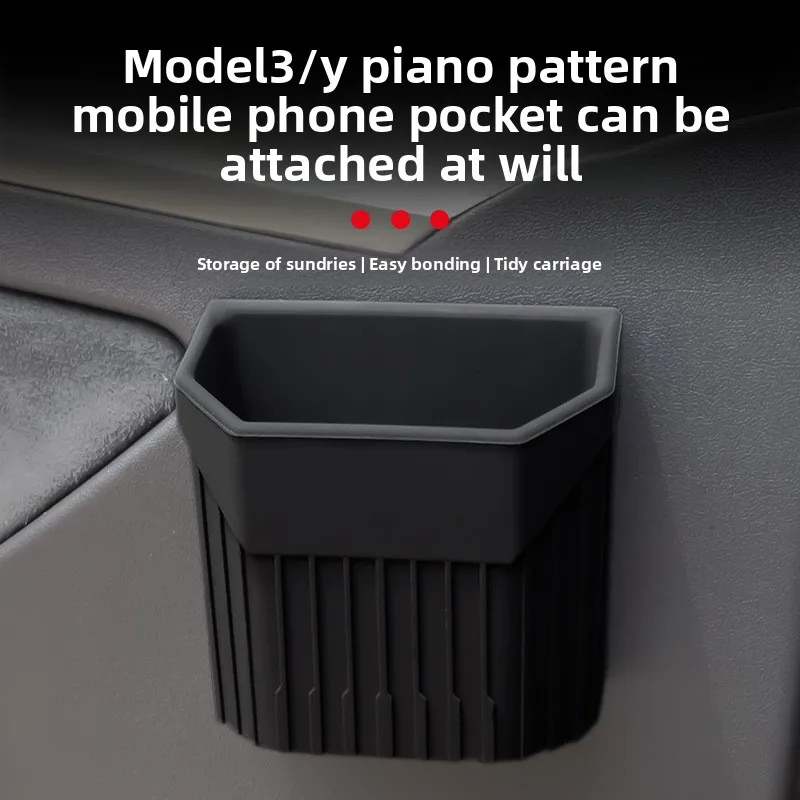

Tesla mode Y Model 3 mobile phone storage pocket can be pasted and stored at will.