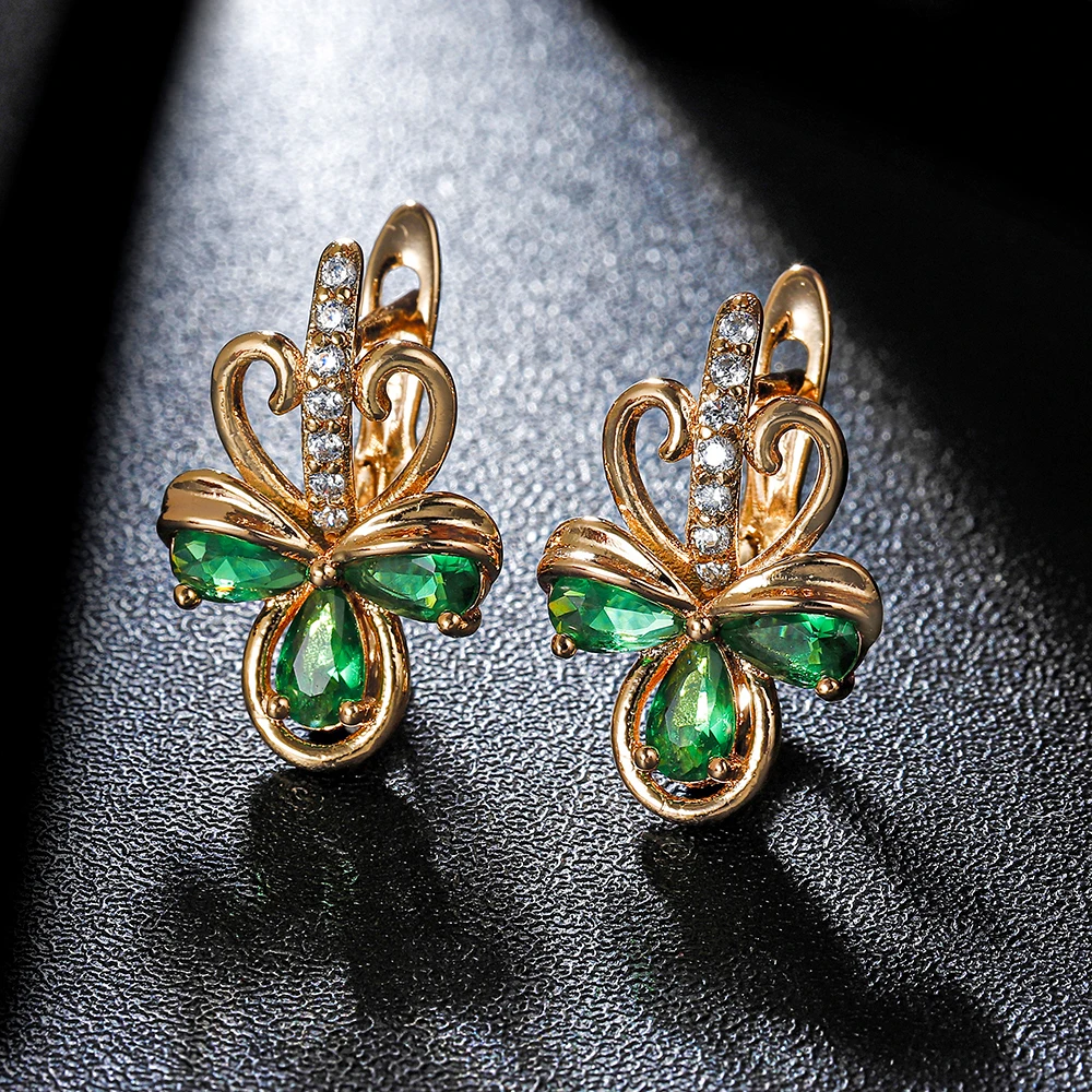Elegant Butterfly-Shaped Drop Earrings Women Retro Colorful Crystal Flower Earpins Ideal Jewelry Gifts For Parties Or Weddings