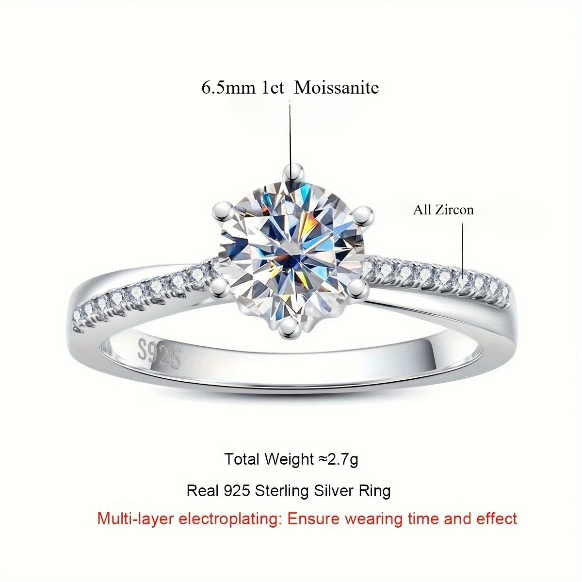 

Обручальные кольца с муассанитом для женщин, из стерлингового серебра S925, цвет D, чистота VVS1, покрытие 18K, круглый бриллиант с сертификатом GRA, женские украшения