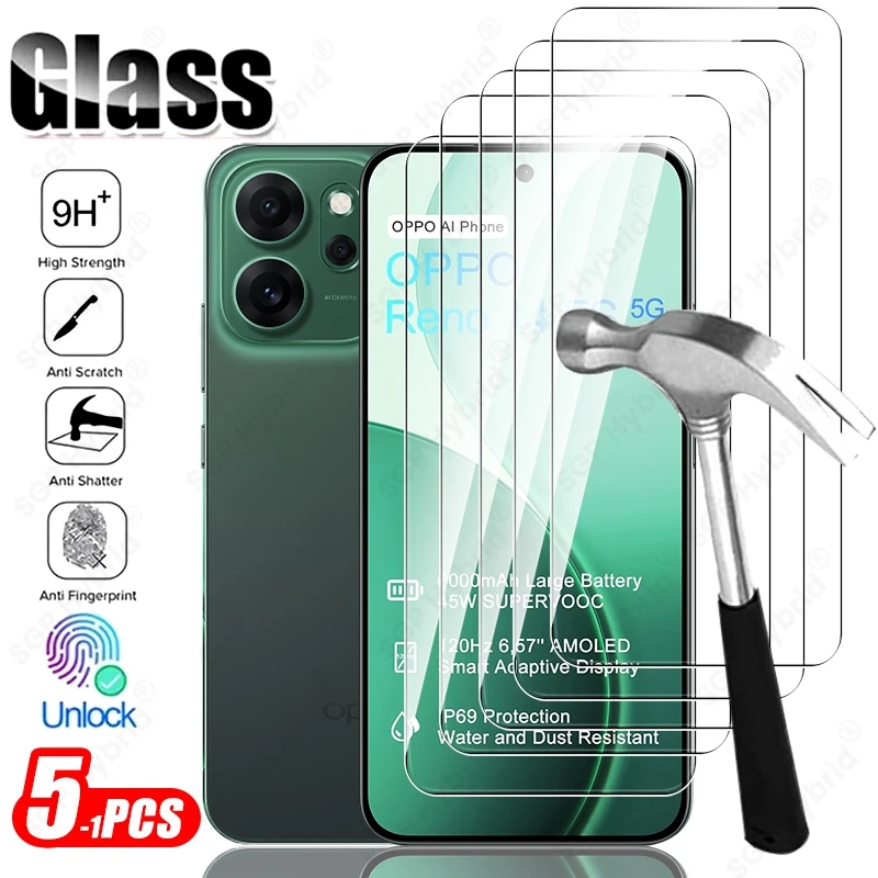 

5-1Pcs 9H Glass For Oppo Reno14FS Reno14F Reno14 Reno 14 FS F 14FS 14F 5G Full Screen Protectors Anti-Scrath Cover Tempered Film