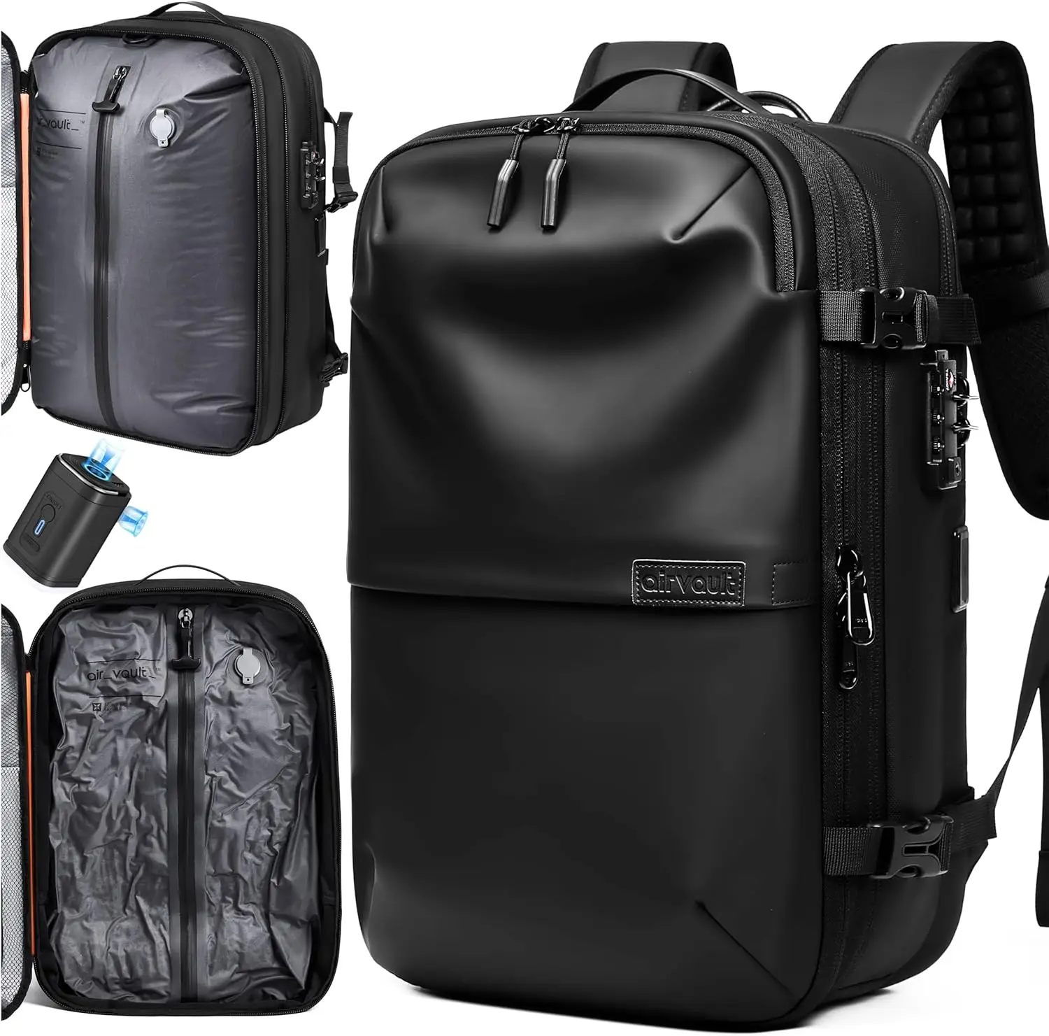 

Vacuum Seal Travel Backpack 60L Expandable, Water Resistant with TSA Lock, Pump Included