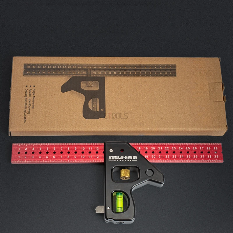 Adjustable Combination Spirit Level Ruler 30cm 40cm Angle Square Protractor Measuring Tools Set Precise Aluminum Alloy Ruler