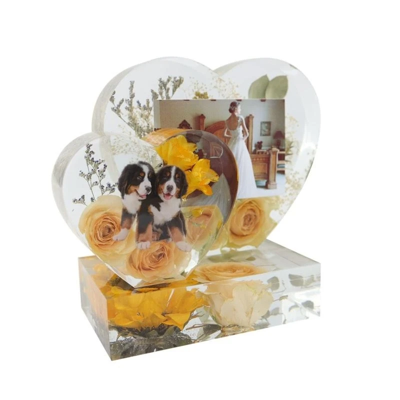E21F Resin Photo Frame Molds Heart Rectangle Silicone Picture Mold for Casting DIY Epoxy Mold for Crafts