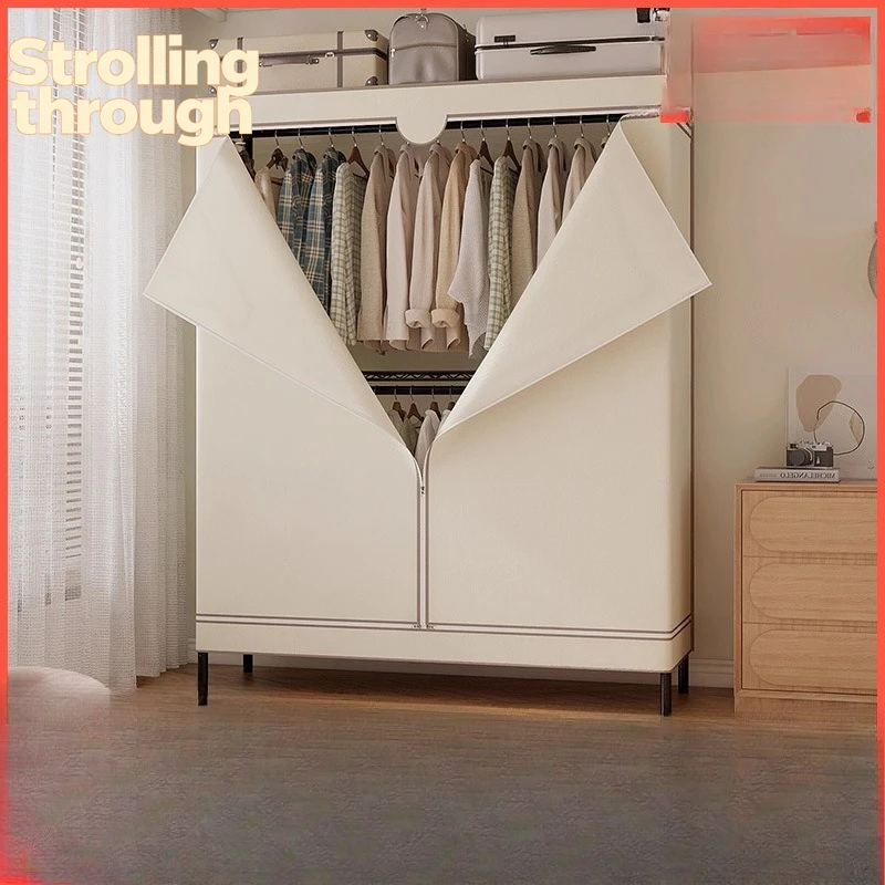

Single and double combination hanger cloth wardrobe dormitory thickened and bold full steel frame steel pipe simple wardrobe