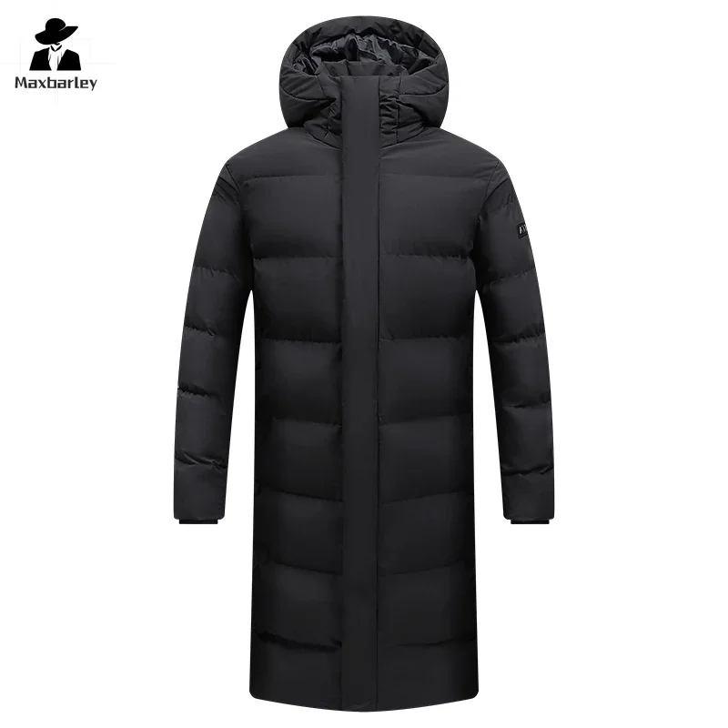 2024 Winter Long Jacket Men's Fashion Luxury Solid Color Windproof Warm Padded Jacket Casual Couple Snow Camping Thickened Parka