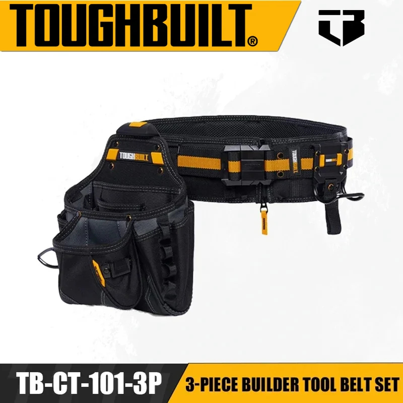 

TOUGHBUILT 3-Piece Builder Tool Belt Set Waist Pack Belt Hammer Hanging Power Tool Accessories TB-CT-101-3P