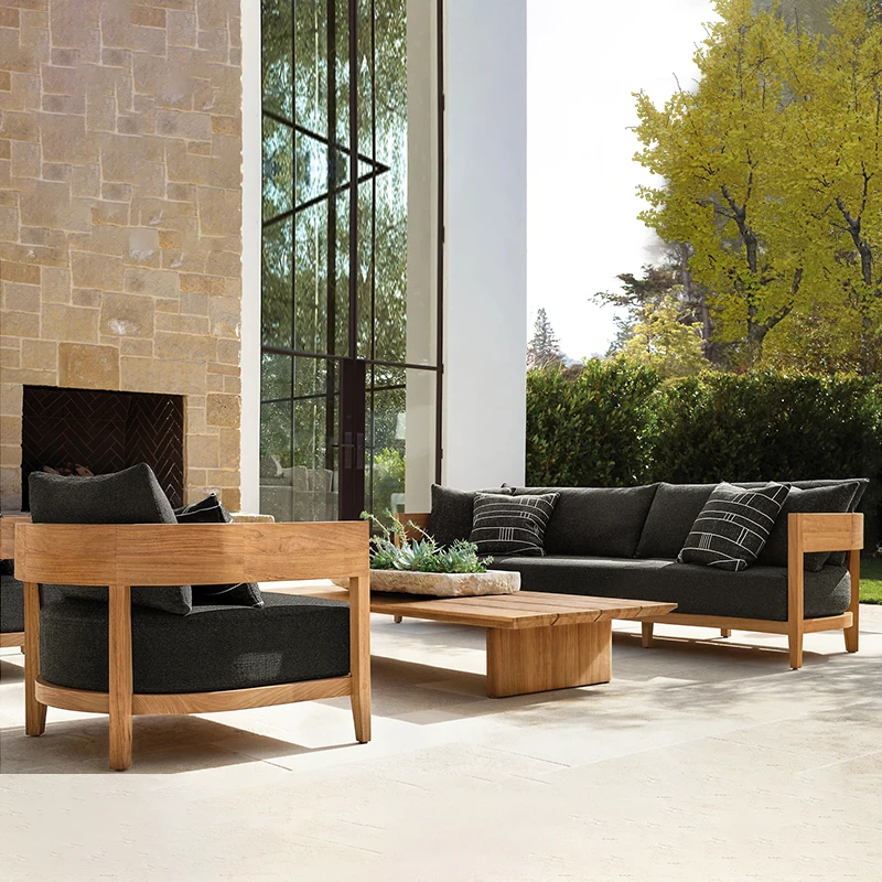 

Sofa Set Cushion Garden Sofa Teak Solid Wood Outdoor Furniture Backyard