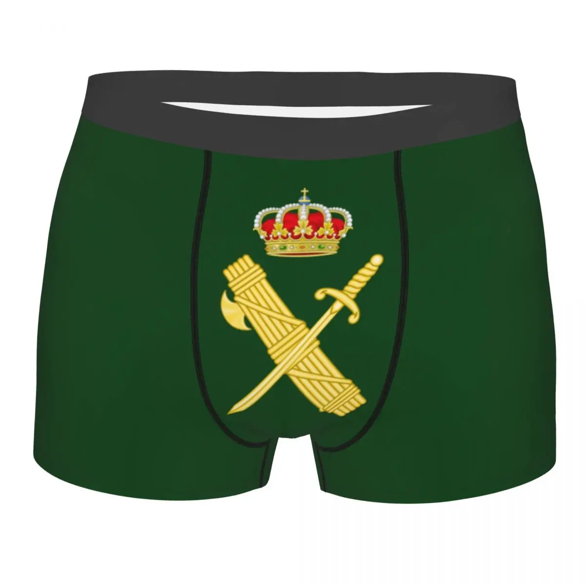 Printed Boxer Spanish Guard Civil Logo Shorts Panties Men Underwear Spain Mid Waist Underpants for Homme Plus Size