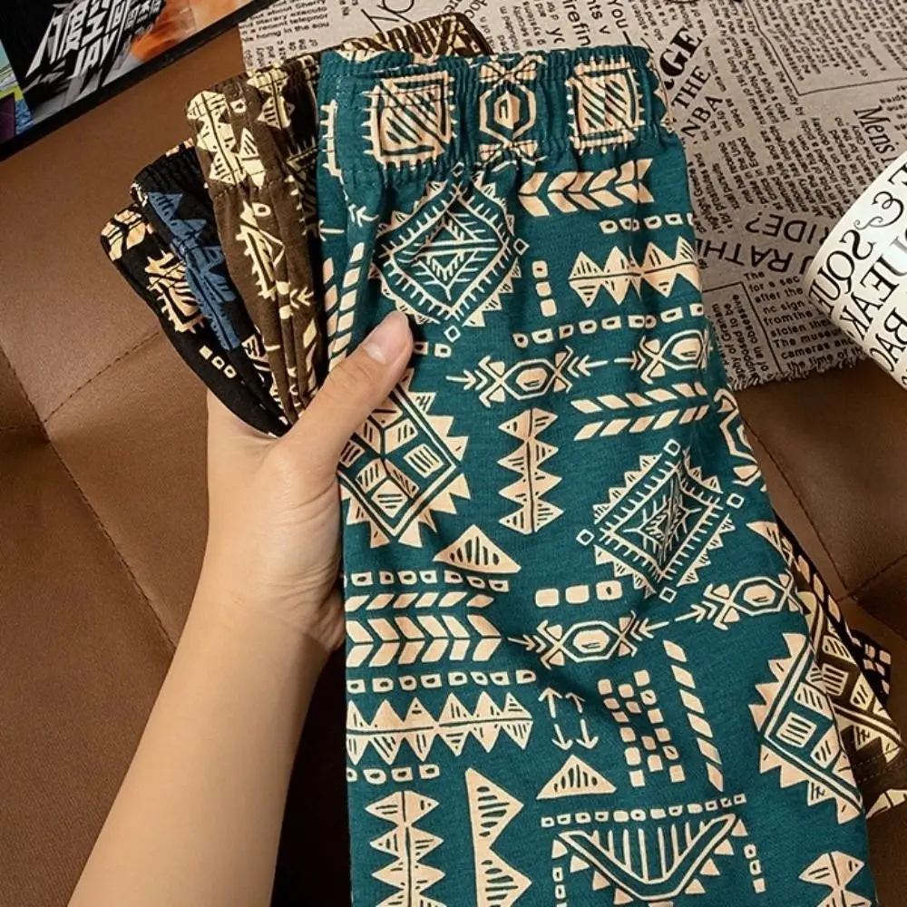 

Fashion Plus Size Men's Boxer Briefs Seamless Ethnic Printed Printed Panties Short Mid Waist Underwear for Man Gifts