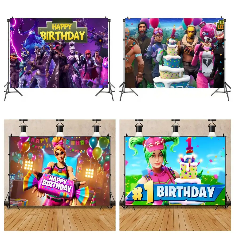 Fondo de anime para estudio fotográfico, fiesta de cumpleaños de niños, baby shower, fotografía, juego popular F-Fortnite-ES, fondo genial