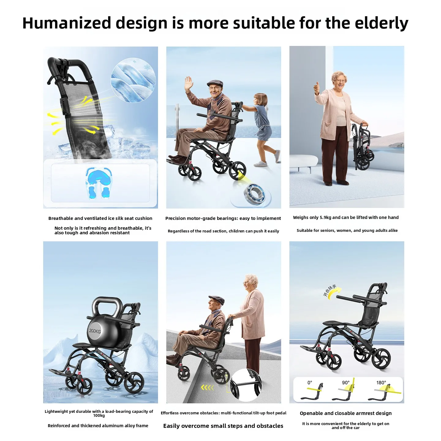 Foldable Portable Manual Wheelchair