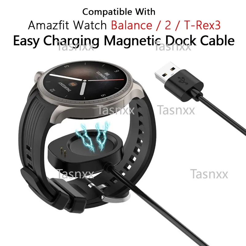 ل Amazfit Balance / 2 T-Rex 3 ساعة ذكية عالية الجودة 1 متر USB كابل شحن سهل قاعدة استبدال قاعدة شاحن مغناطيسي