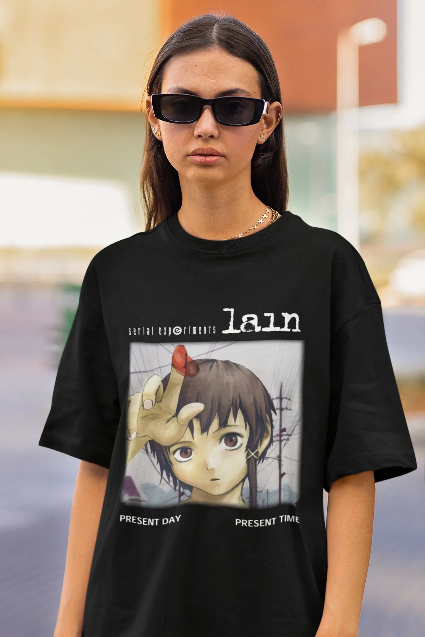 Present Day Time Lain T Shirt Serial Experiments Iwakura Anime 90s Vintage The Wired